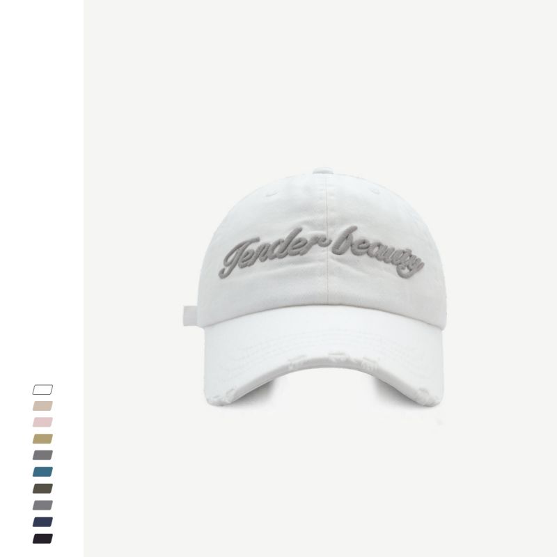 Fashion White Cotton Letter-embroidered Baseball Cap