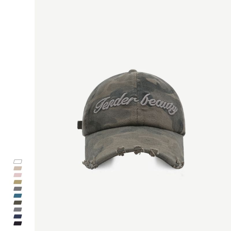 Fashion Camouflage Gray Cotton Letter-embroidered Baseball Cap