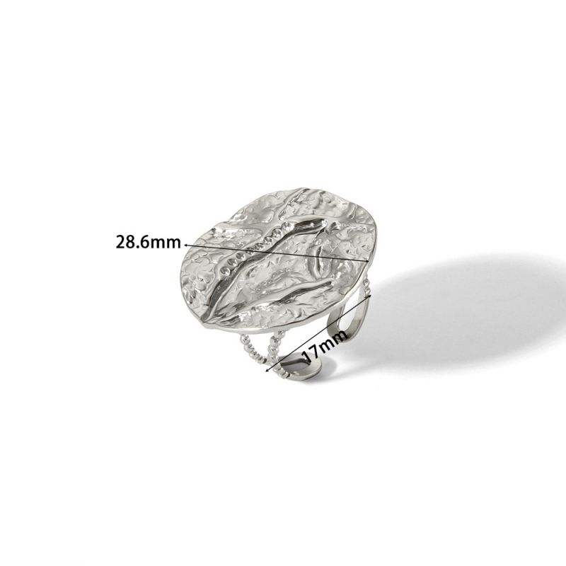 Fashion Silver Ring Stainless Steel Geometric Pleated Ring