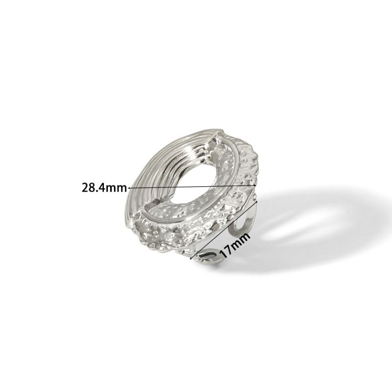 Fashion Silver Ring Stainless Steel Gold Plated Round Hollow Ring