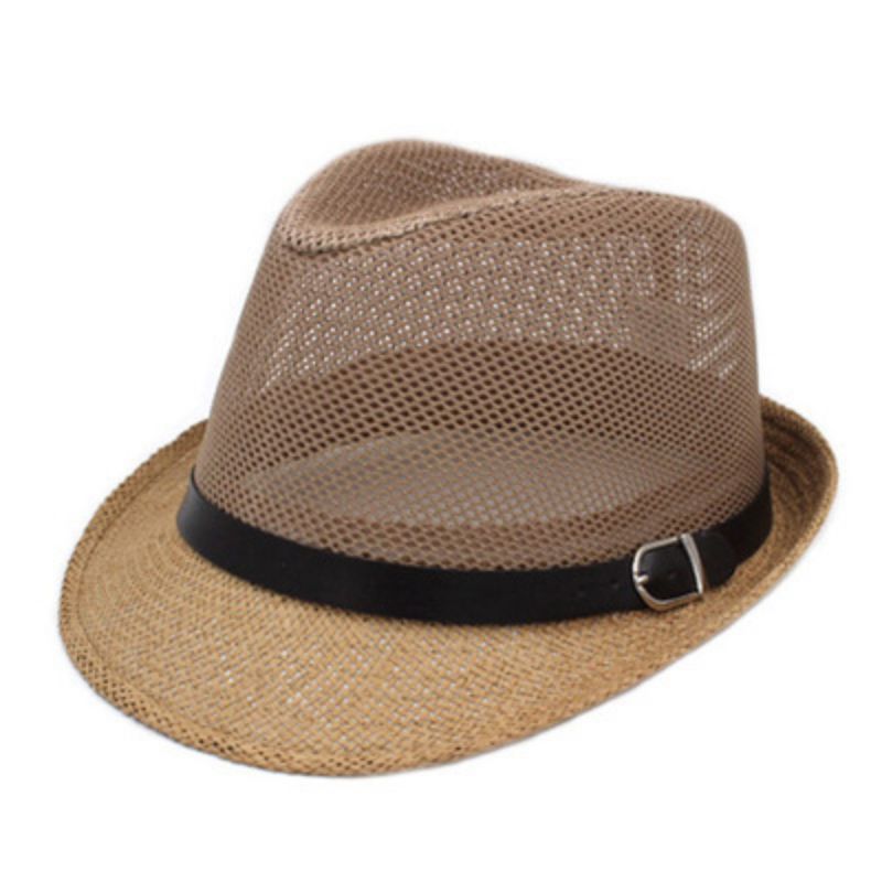 Fashion Khaki Mesh Straw Jazz Hat