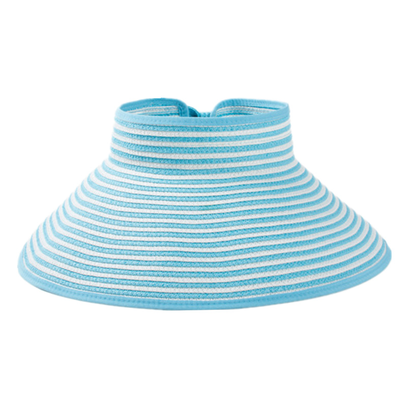 Fashion Sky Blue Empty Top Striped Sun Hat