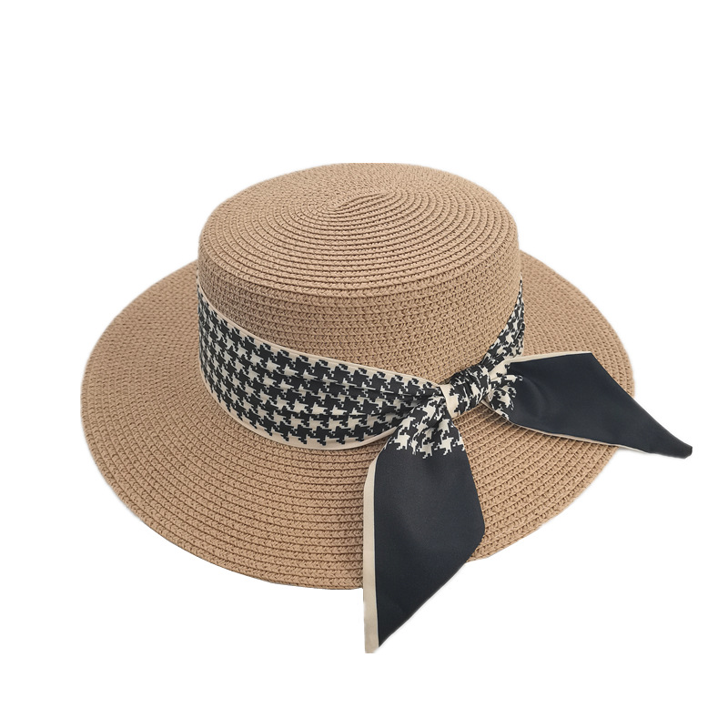 Fashion Khaki Straw Flat Sun Hat