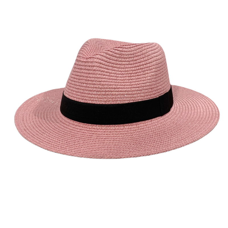 Fashion Pink Straw Large Brim Sun Hat