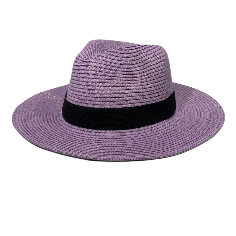 Fashion Purple Straw Large Brim Sun Hat