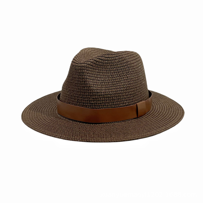 Fashion Brown Straw Large Brim Sun Hat