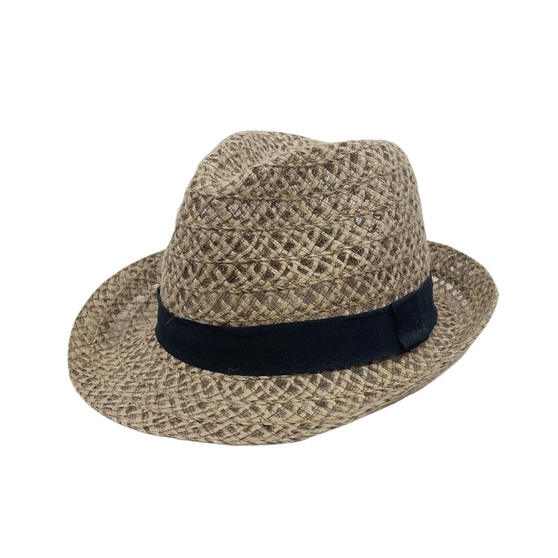 Fashion Linen Sun Hat Curled Tapered Men's Straw Sun Hat