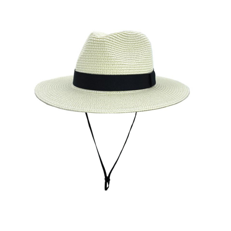 Fashion Milky White Straw Large Brimmed Sun Hat