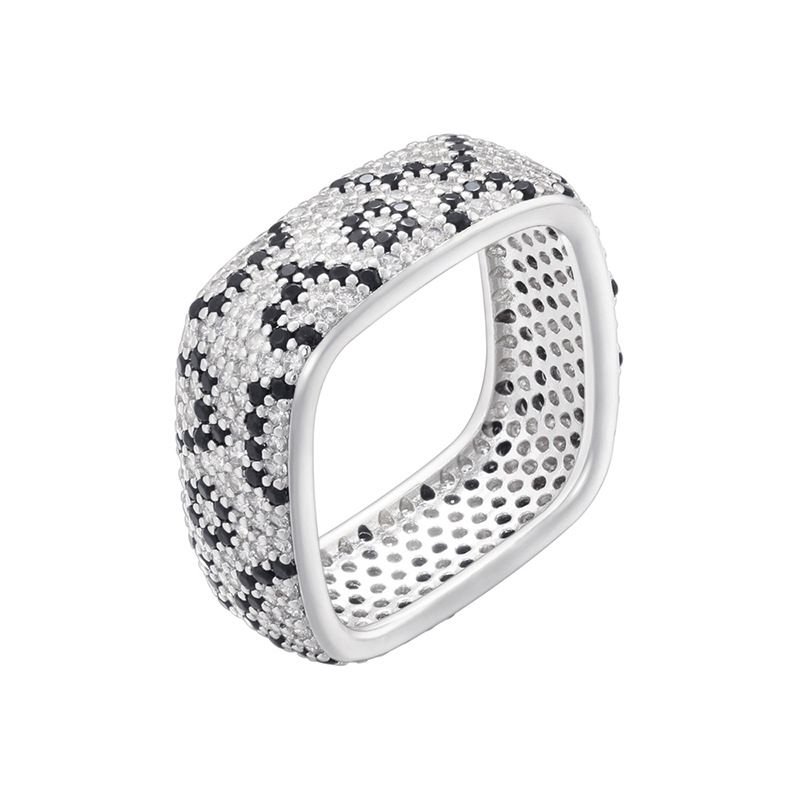 Fashion Platinum 2 Copper Diamond Square Ring