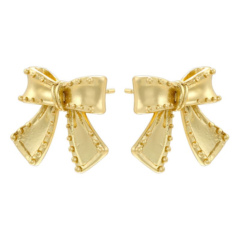 Fashion 3# Gold Plated Copper Bow Earrings