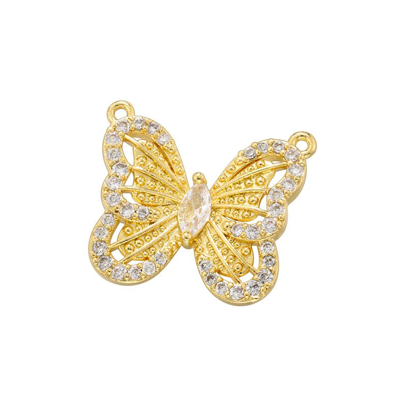 Fashion Golden 4 Copper Inlaid Zirconium Butterfly Pendant