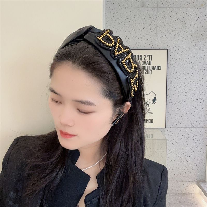 Fashion Letter Style Rice Beads Knotted Wide-brimmed Headband