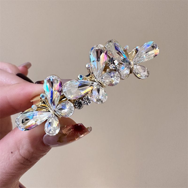 Fashion White Crystal Butterfly Hair Clip