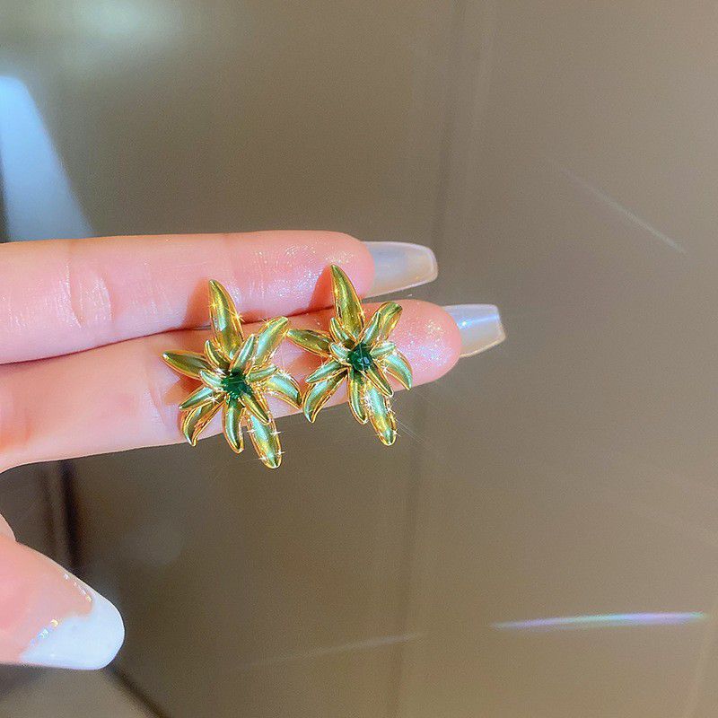 Fashion 22# Crystal-flowers Metal Flower Earrings