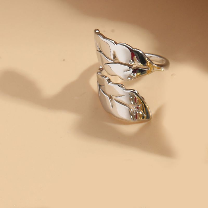 Fashion Leaves (silver) Gold-plated Copper Leaf Ring