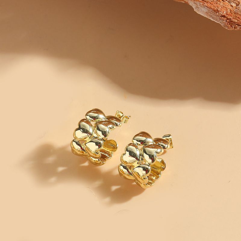 Fashion How Loving Copper Geometric Glossy Love Earrings