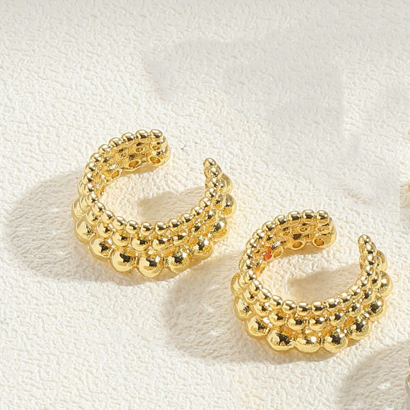 Fashion Narrow Copper Beads (gold) Copper Bead C-shaped Ear Cuff