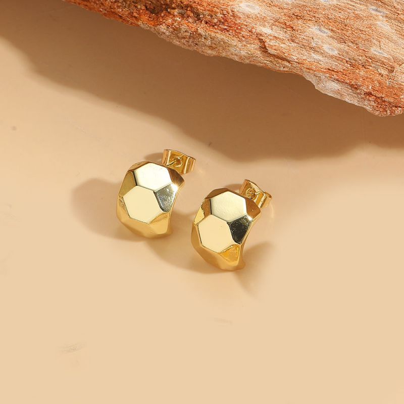 Fashion Football Type (gold) Copper Geometric Stud Earrings