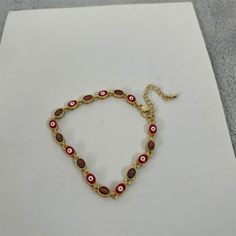 Fashion Red Gold-plated Copper With Zirconium Oil Drop Eye Bracelet