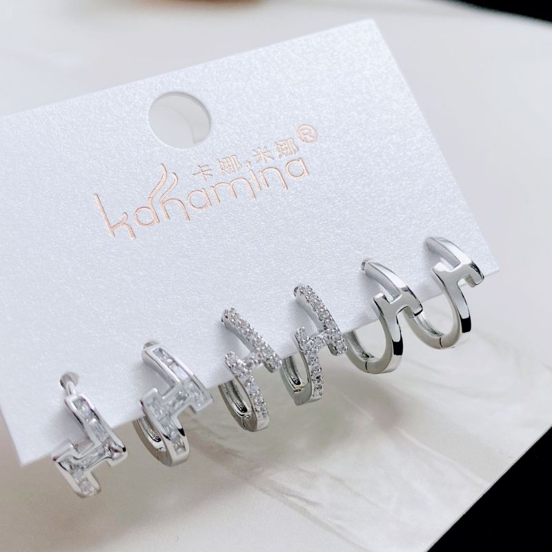 Fashion 2# Copper Inlaid Zirconium Geometric Earring Set