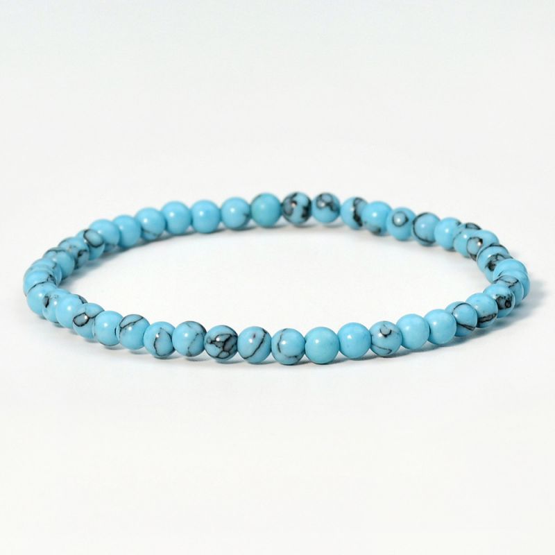 Fashion Blue Turquoise Tourmaline Agate Beaded Bracelet