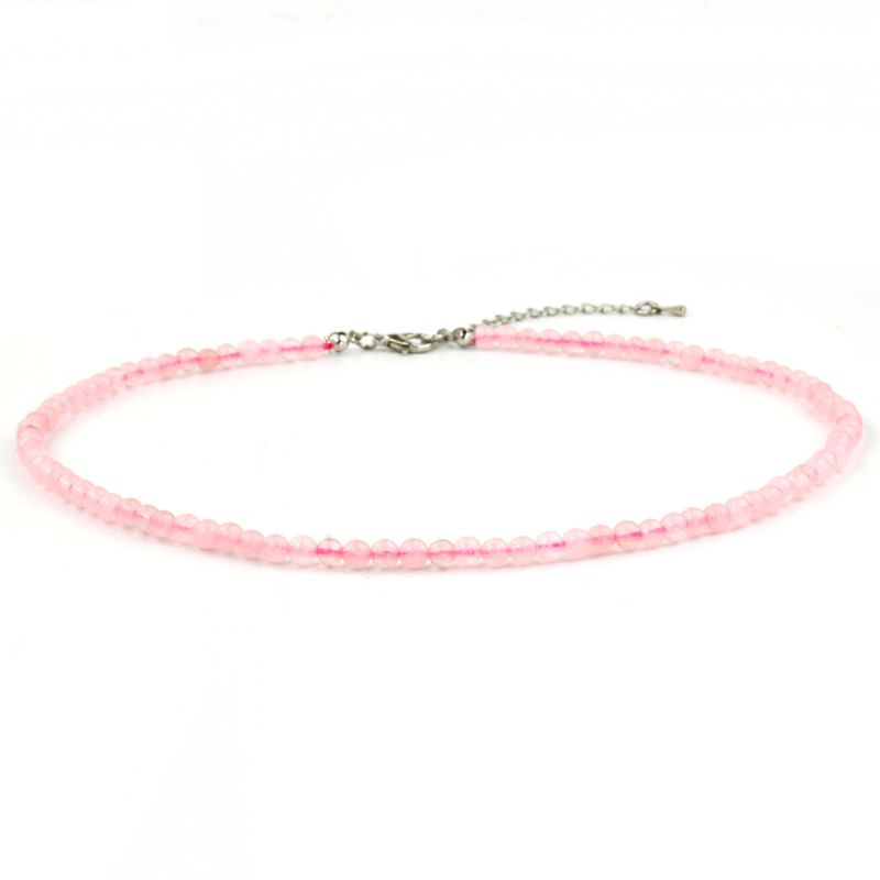 Fashion Pink Quartz Crystal Beaded Necklace