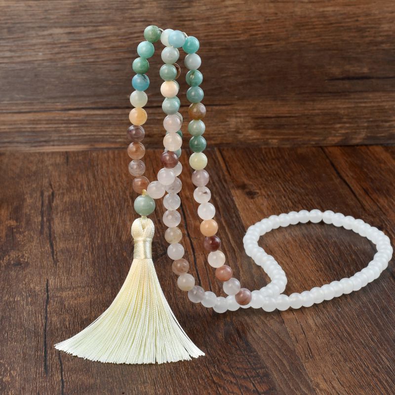 Fashion Color Colorful Tourmaline Beaded Tassel Necklace