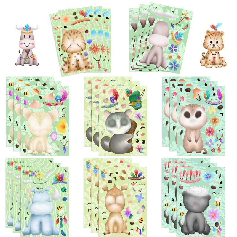 Fashion 8 Sets 8 Sets Of Cartoon African Small Animal Waterproof Stickers