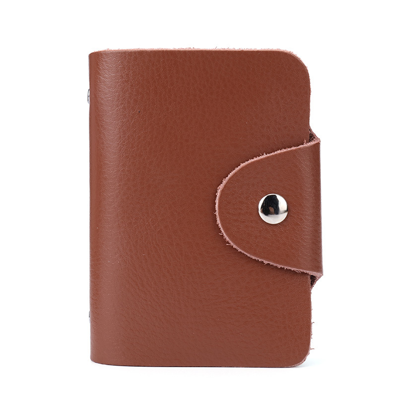 Fashion Brown Leather Flip Large Capacity Card Holder