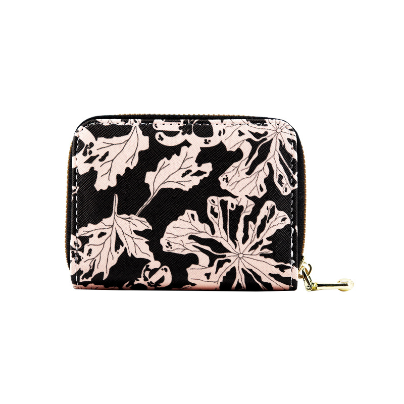 Fashion Black And White Flower Pu Printing Multi-function Card Holder