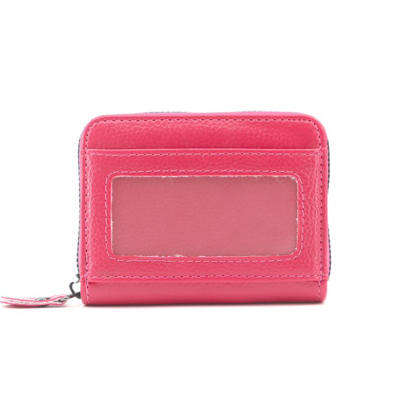 Fashion 9 Card Upgraded Version-rose Red Pu Pebbled Zipper Large Capacity Wallet