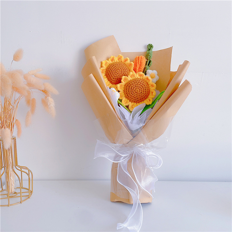 Fashion Style 4 - Wrapped Hair Wool Knitting Simulation Bouquet