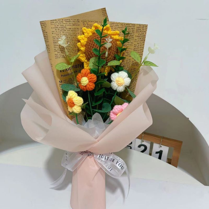Fashion Style 14 With Packaging Wool Knitting Simulation Bouquet