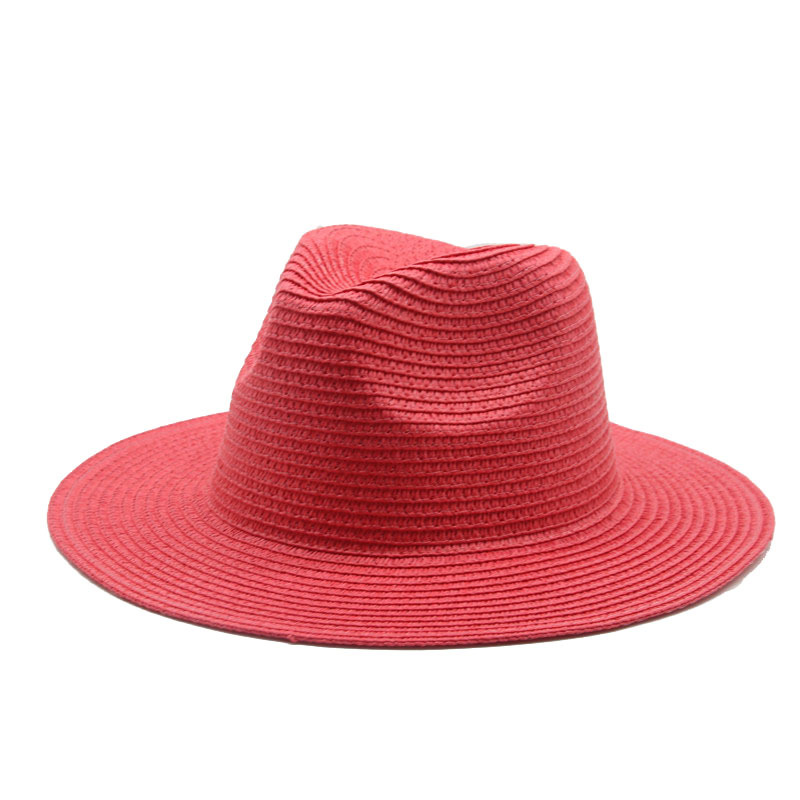 Fashion Red Straw Large Brimmed Sun Hat