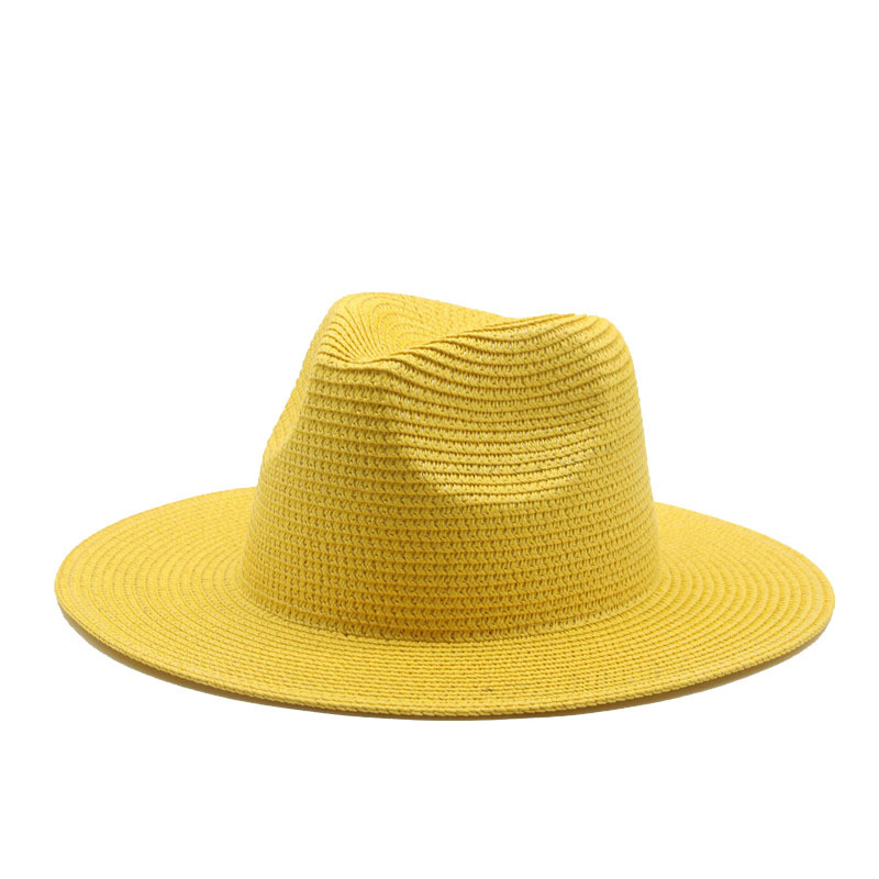 Fashion Yellow Straw Large Brimmed Sun Hat