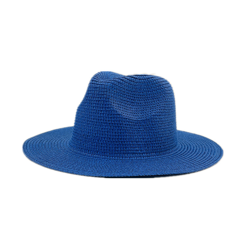 Fashion Blue Straw Large Brimmed Sun Hat