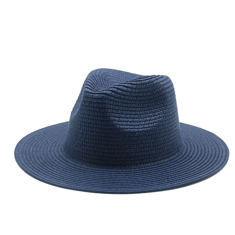 Fashion Navy Blue Straw Large Brimmed Sun Hat
