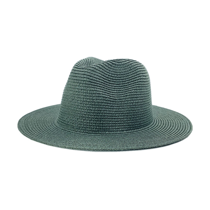 Fashion Dark Green Straw Large Brimmed Sun Hat