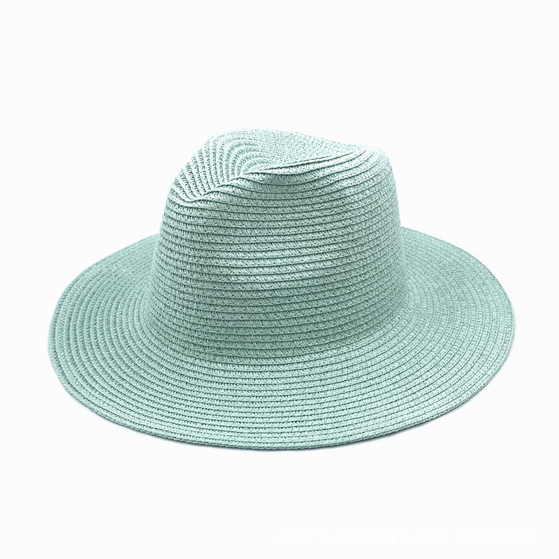 Fashion Lake Blue Straw Large Brimmed Sun Hat