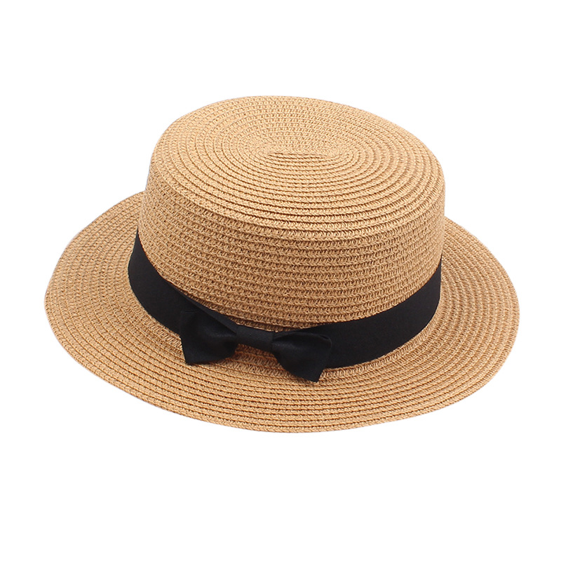 Fashion Khaki Straw Small Brim Flat Top Sun Hat
