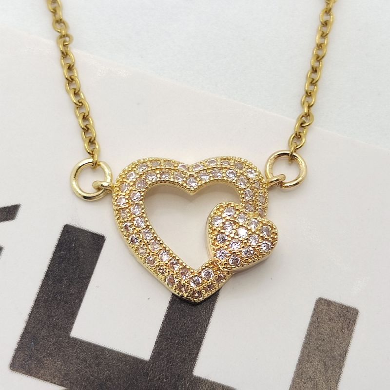 Fashion Gold (color-preserving Plating) Titanium Steel Diamond Love Necklace