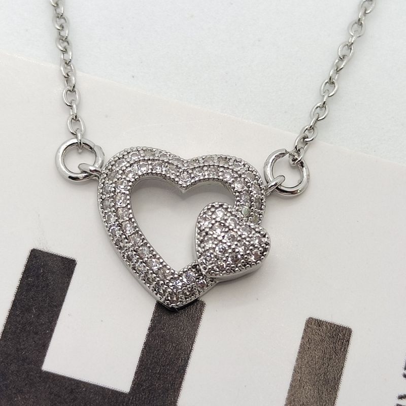 Fashion Silver (color-preserving Plating) Titanium Steel Diamond Love Necklace