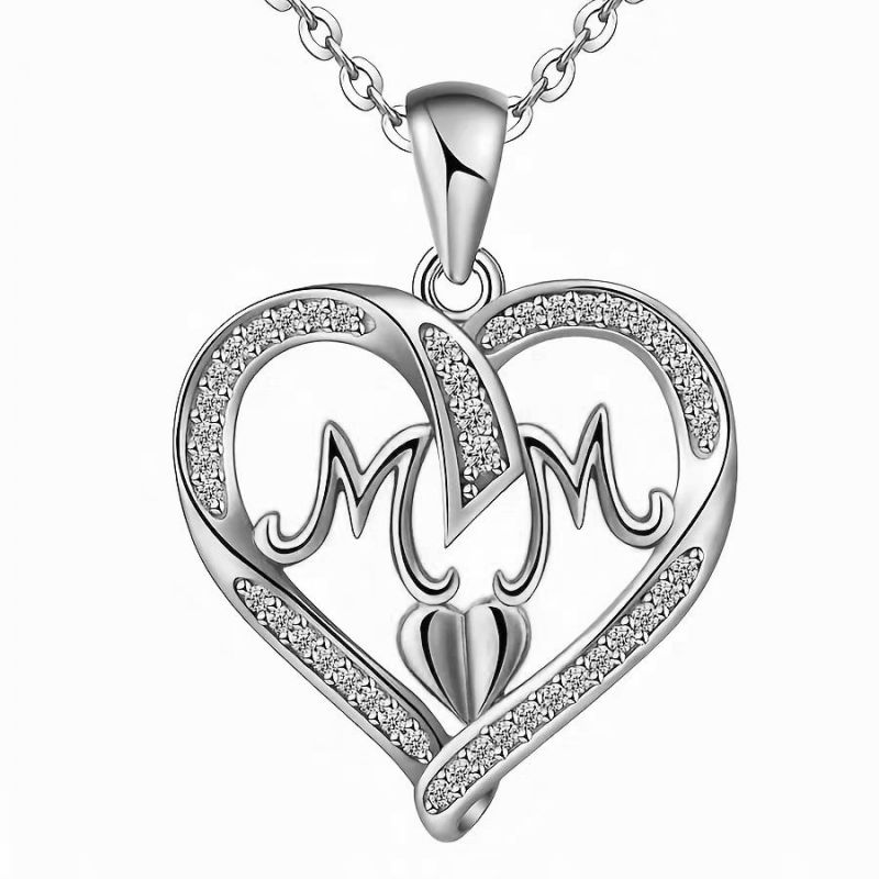 Fashion Silver Alloy Zirconium Love Necklace