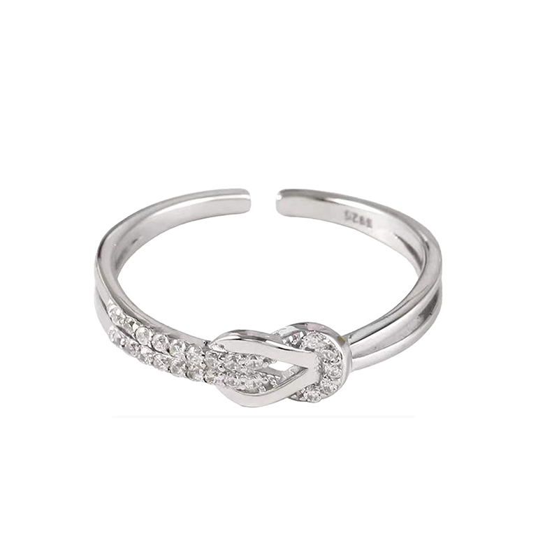 Fashion Silver+card Alloy Diamond Knotted Open Ring