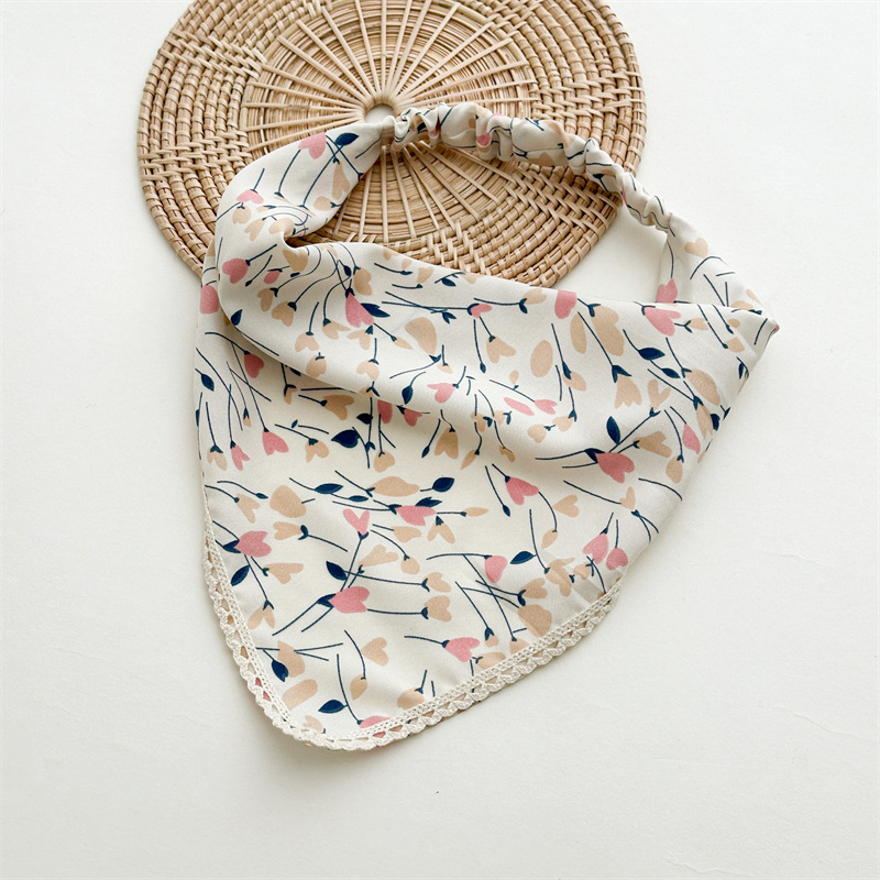 Fashion G Khaki Lace Headscarf Fabric Floral Triangle Scarf