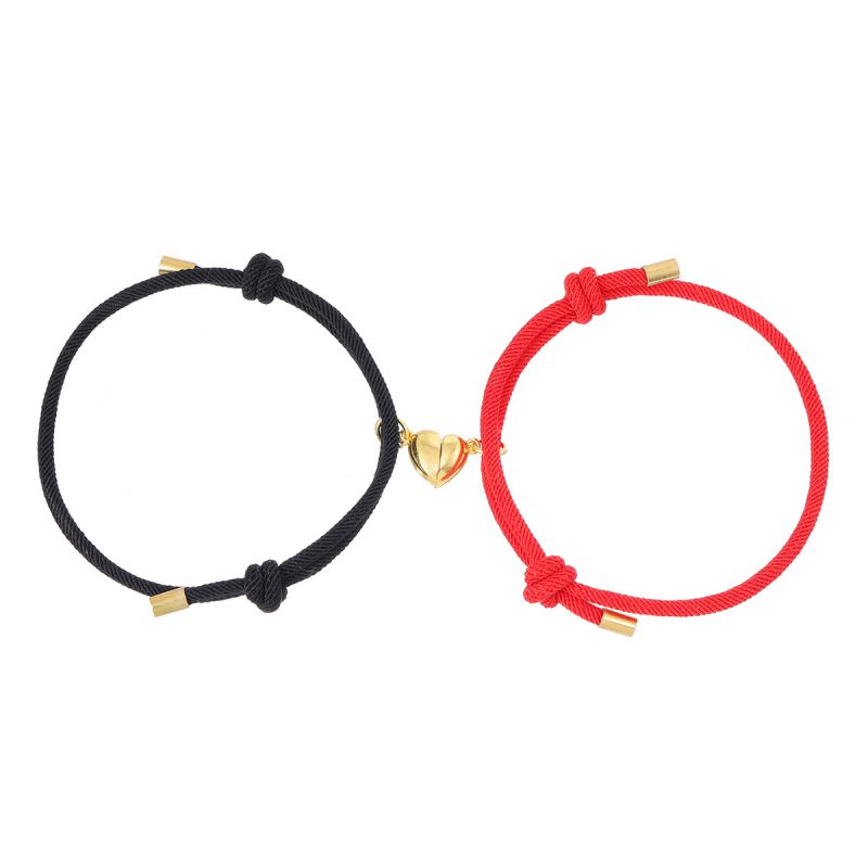 Fashion Golden Love Magnet Milan Bracelet Black And Red Pair A Pair Of Alloy Magnetic Love Bracelets