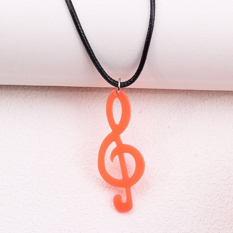 Fashion Orange Style Two Acrylic Musical Note Necklace
