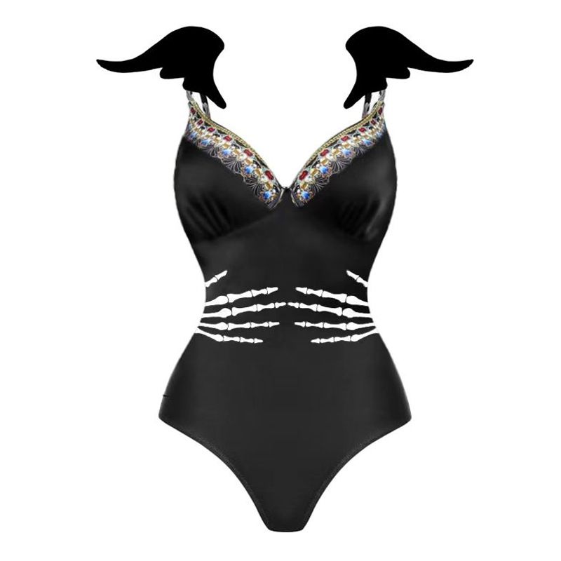 Fashion Little Devil Swimsuit Polyester Printed Swimsuit
