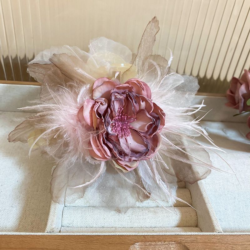 Fashion Gripper-pink Fabric Flower Clip