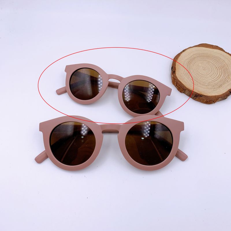 Fashion Purple Brown/tea Slices Pc Frosted Round Children's Sunglasses